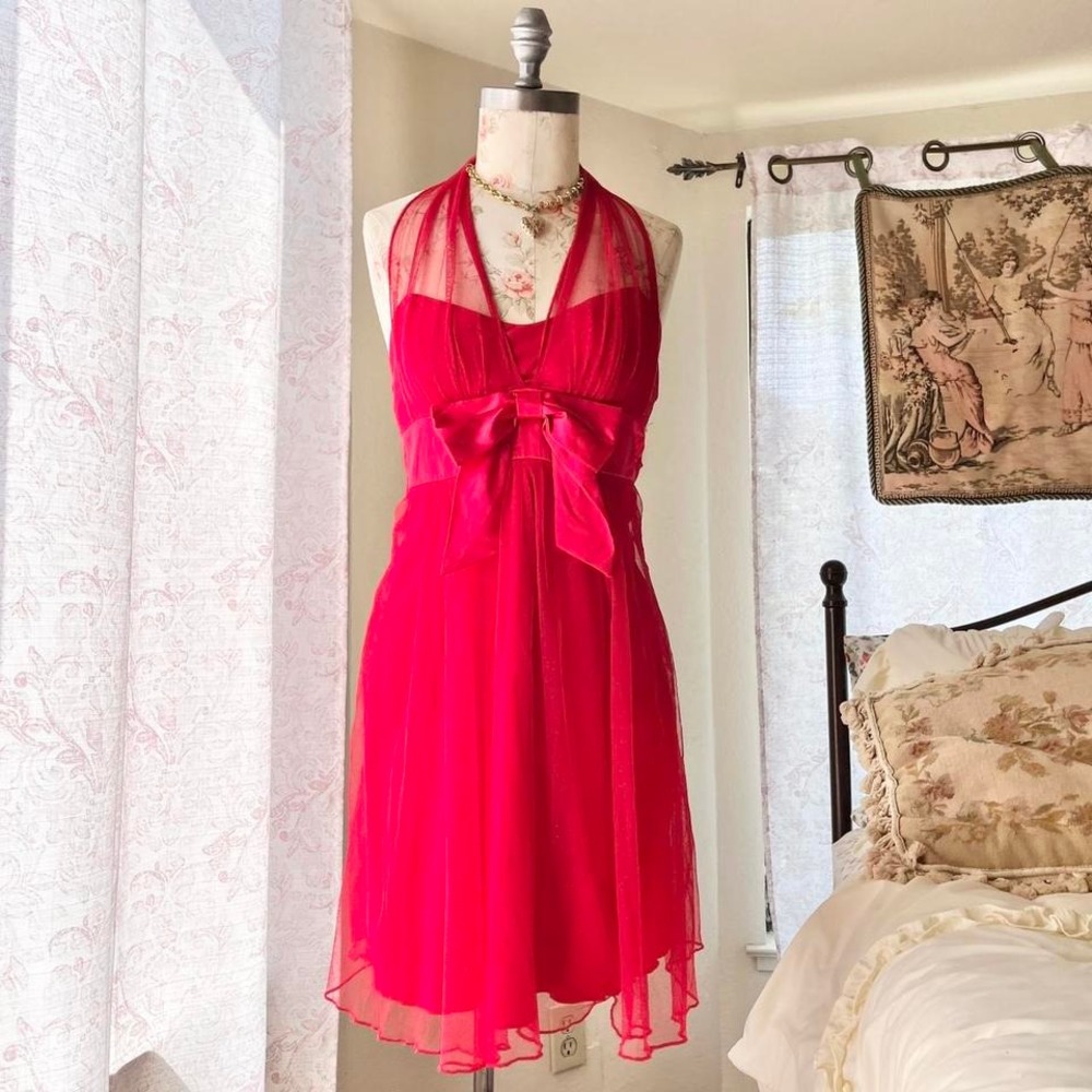 y2k red mini‎ dress